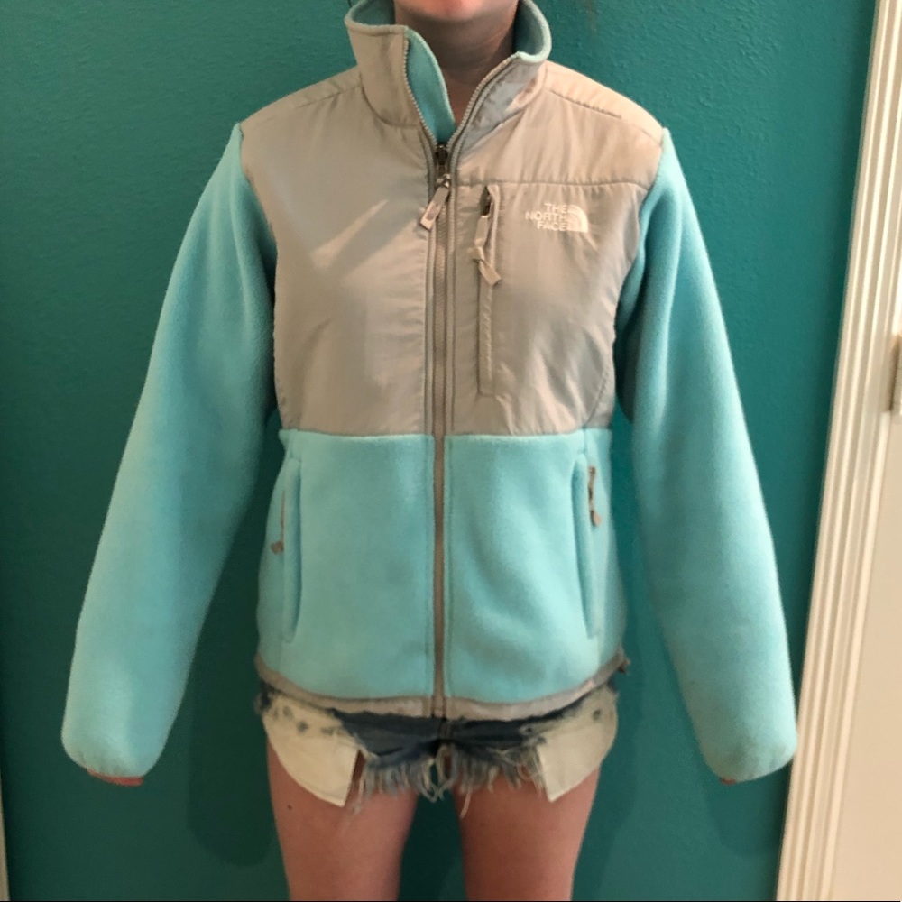 Bright, light blue Northface Coat!